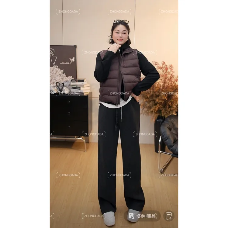 ZHONG大大【】2025冬季休闲百搭加绒裤子高腰松紧腰显瘦休闲裤50697