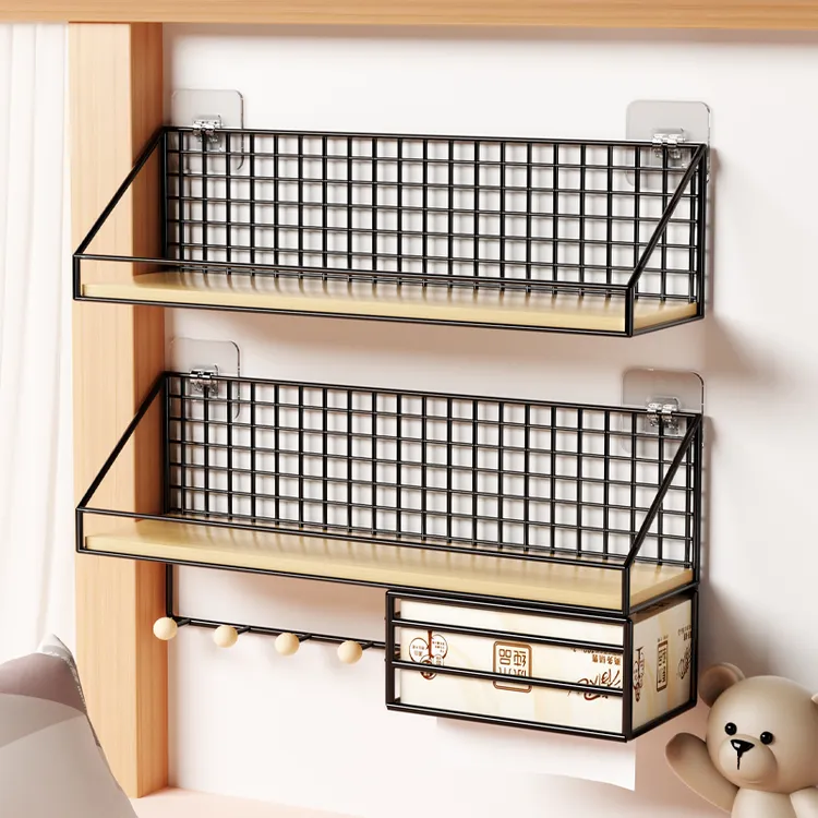 免打孔墙上置物架床头宿舍神器挂篮卧室好物墙面隔板墙面收纳层架
