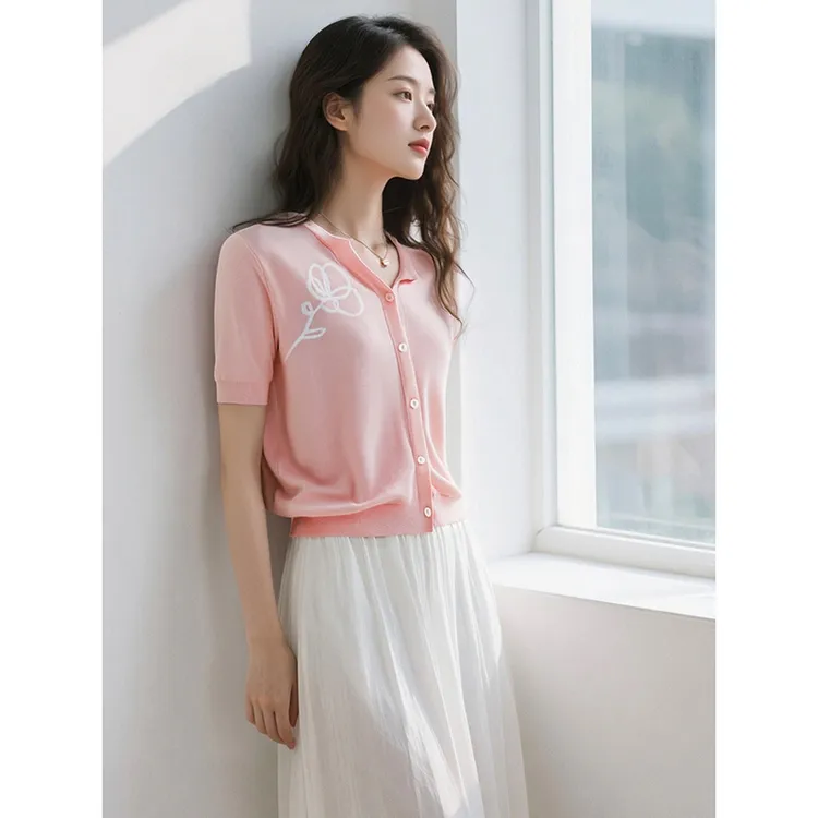 【专享】2025夏短袖上衣弹力针织短袖女25030435