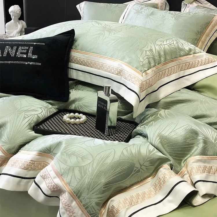 轻奢高级感A类纯棉四件套色织提花被套全棉床单现代简约床上用品