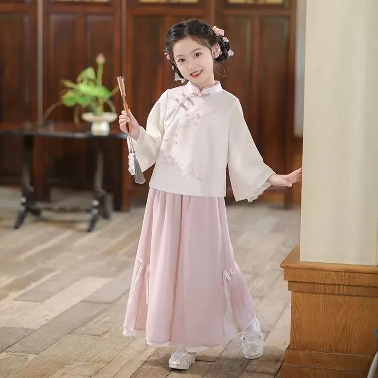汉服女童春装2025新款儿童新中式国风套装古风唐装中式古装春2