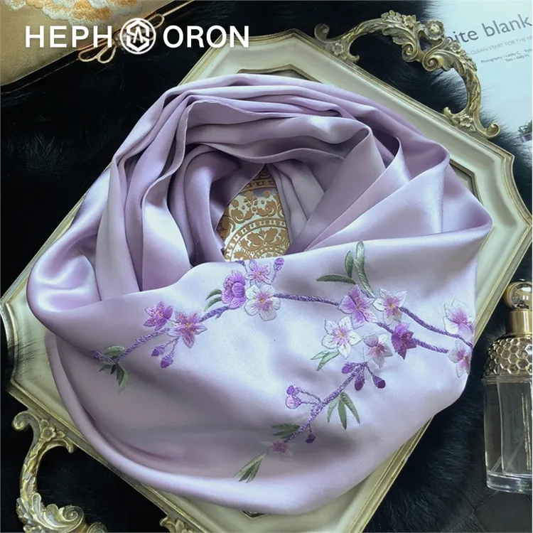 HEPHSORON苏绣丝巾礼盒送妈妈刺绣旗袍披肩百搭桑蚕丝真丝围巾