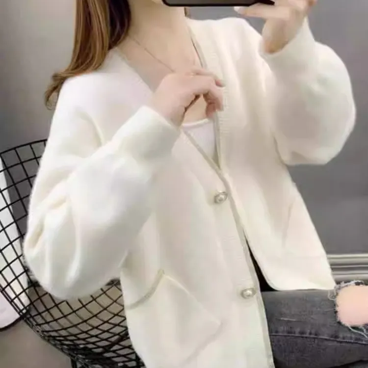 奥特莱斯清仓哥弟剪标尾货秋冬季纯色针织开衫女加