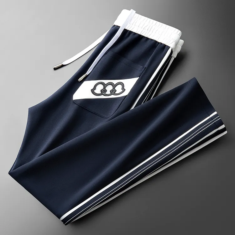 秋冬轻奢时尚撞色拼接面膜空气层太空棉男士运动直筒卫裤休闲裤男