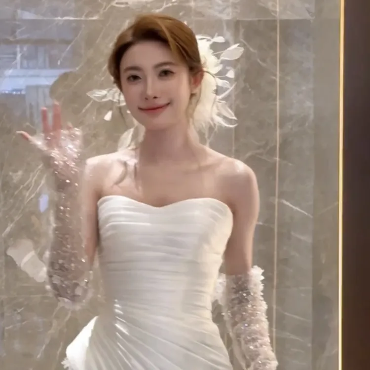 7915仙气羽毛流苏颈带森系婚纱礼服造型配饰品羽毛头饰