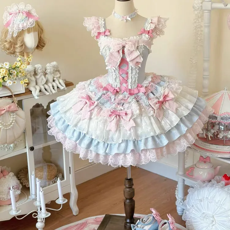 【蜜糖甜塔Lolita】实体店现货 褪色古董糖洛丽塔芭蕾风甜美连衣裙