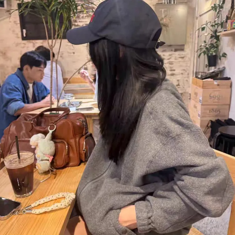 tug女韩国正品代秋季慵懒风立领摇粒绒拉链宽松开衫外套