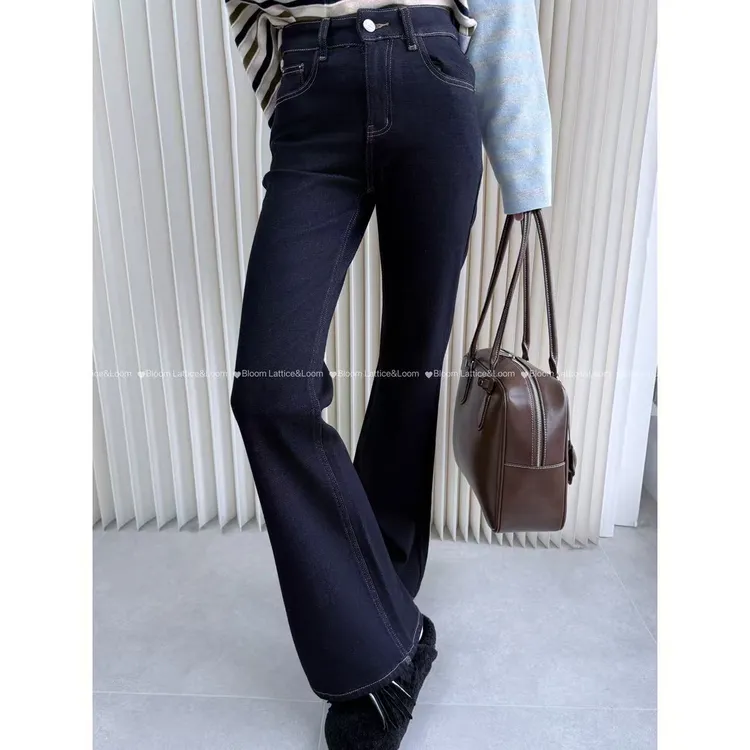 PCNY不理理“靛蓝诗语”奢牌复古单宁高腰显瘦百搭休闲牛仔微喇裤