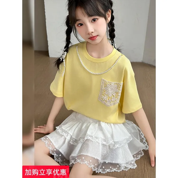 女童夏季连衣裙2025新款儿童蛋糕短裙套装女大童夏装独特绝美裙子