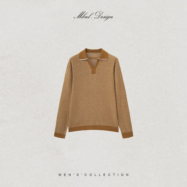 MBNL-F「藏书阁Polo」秦磊男装进口机织羊毛混纺针织衫LL-WSY1129