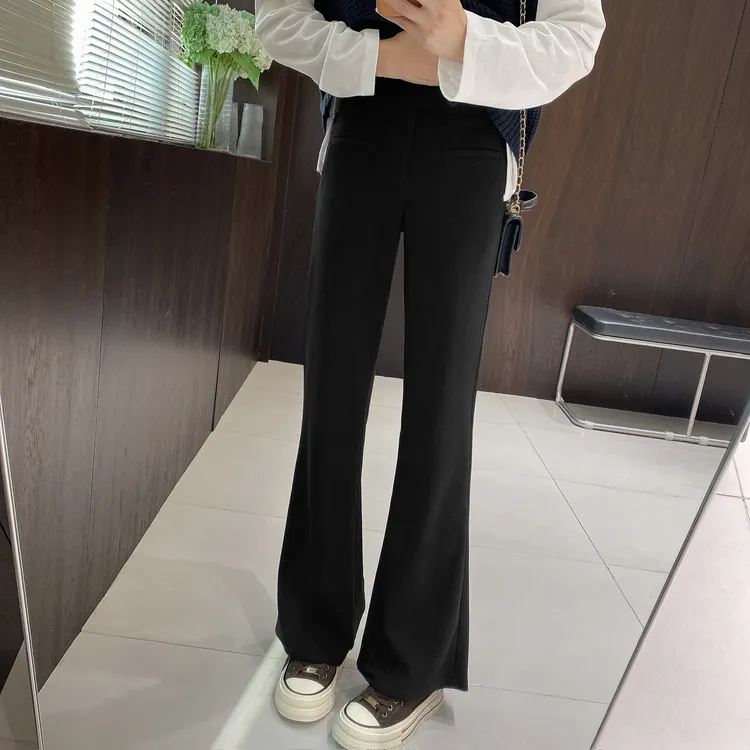 IMFLY金小金自制女装 休闲裤DYK2780早秋气质无痕微喇显瘦裤子