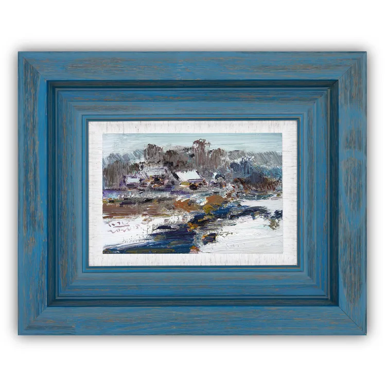 艺术收藏刘明亮意象油画原创手绘原作中秋礼物风景画30x20cm（含框