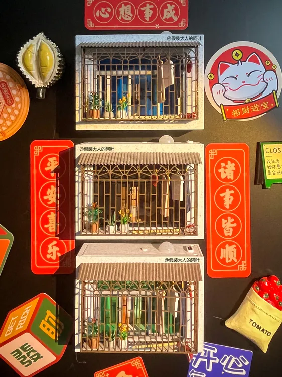手工微缩窗台冰箱贴摆件小夜灯创意礼物千禧年梦核文创怀旧阳台