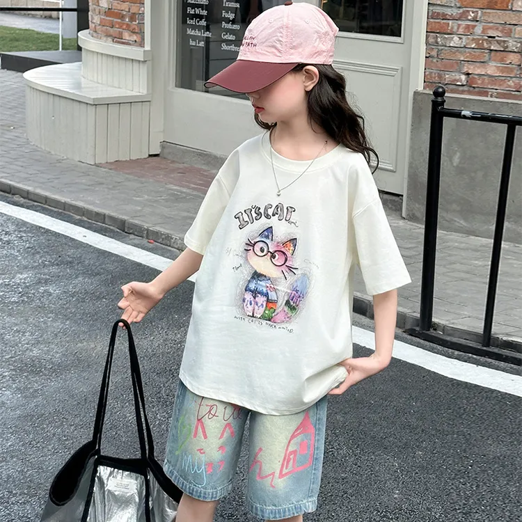 新品巴拉巴拉女童卡通短袖t恤夏季纯棉大儿童潮牌穿搭上衣服女孩