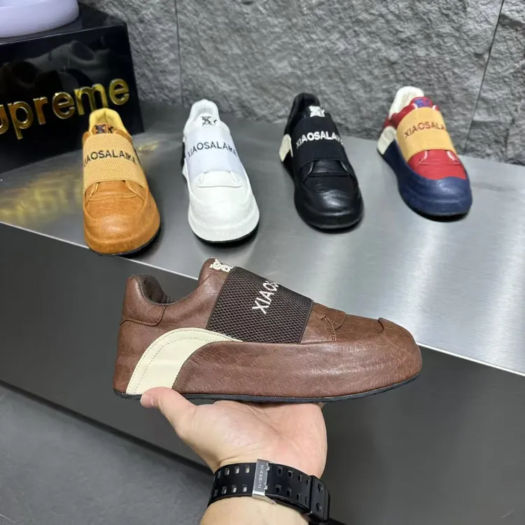 男士鞋潮流小众低帮懒人一脚蹬休闲鞋简约时尚舒适纯色小白鞋  xs