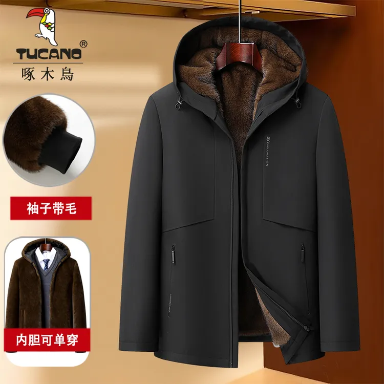 【帽子加毛派克】中年男棉服加绒加厚外套爸爸装中老年冬季棉衣保暖