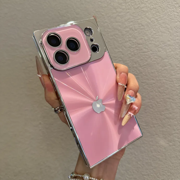 创意方形极光适用苹果17Promax手机壳iPhone16全包15高级感14情侣