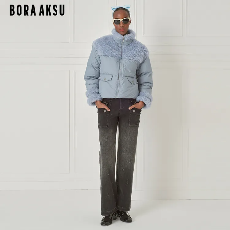 BORAAKSU初冬90白鸭绒羊毛绒拼接绗缝羽绒服B1DHW96480