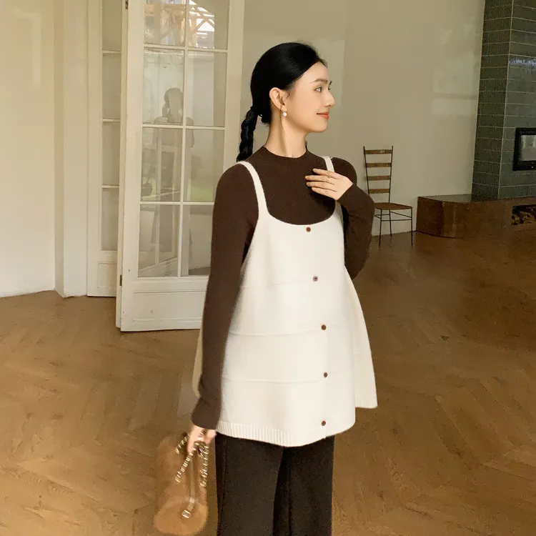 ZMA孕妇装【横谷波】秋冬2025秋季新款a字吊带上衣打底衫微喇裤