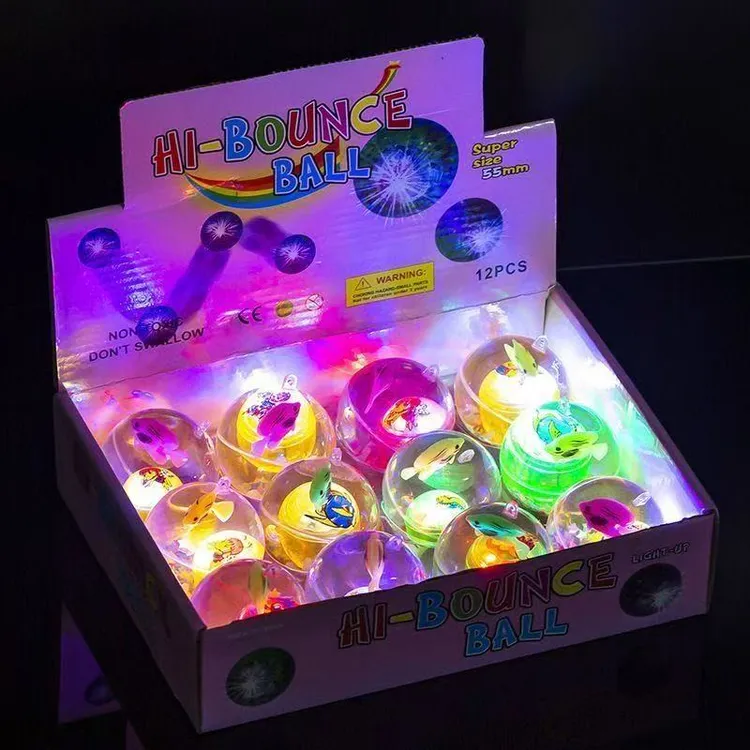 发光水晶球儿童弹力球弹弹球会亮灯小孩宝宝玩具球类蹦蹦球跳跳球