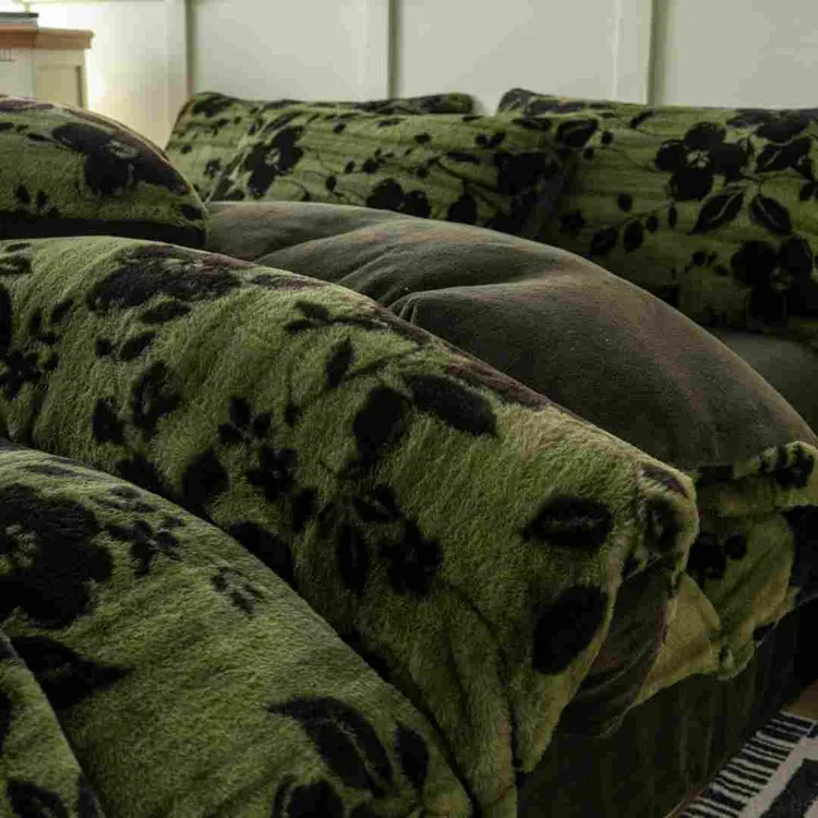 轻奢高级新款兔毛绒印花美拉德冬季牛奶绒保暖双面绒床上套件