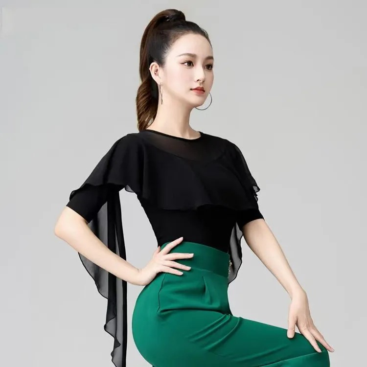 摩登舞新款上衣国标舞女成人舞衣舞衣华尔兹上装拉丁舞演出练习