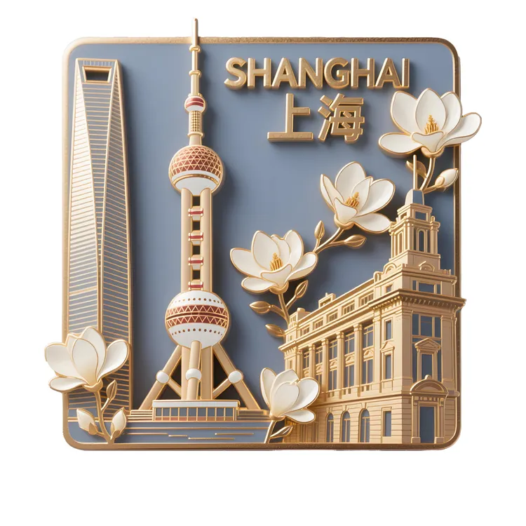 金属浮雕磁贴东方明珠外滩旅游景点中国城市冰箱贴文创冰箱贴上海