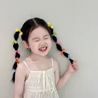 A-7558   ad   彩色毛球布艺可爱卡通迷你多变造型打结头绳  发圈