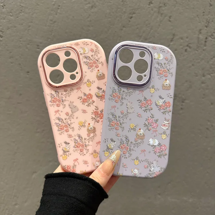 适用苹果16promax华为MATE60小众小米14蝴蝶结花朵兔子创意手机壳