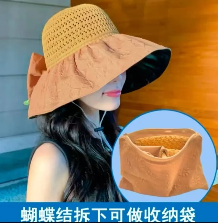 小清新渔夫帽镂空遮阳帽韩版盆帽女防晒帽夏季大檐出游沙滩显脸小