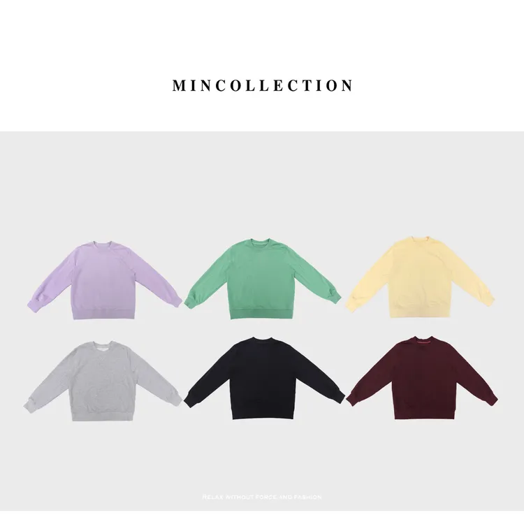 DE Mincollection纯色卫衣/高克重棉舒适毛圈圆领休闲卫衣40176