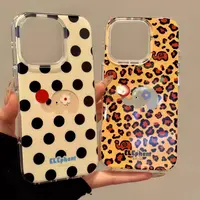 创意ins黑波点棕豹纹红鼻小象适用iphone17promax苹果16pro手机壳