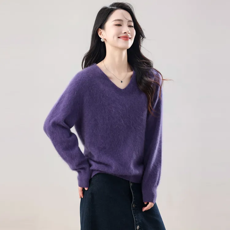 【直播爆款】羊绒衫女士秋冬内搭保暖打底衫时尚v领软糯毛衣不起球