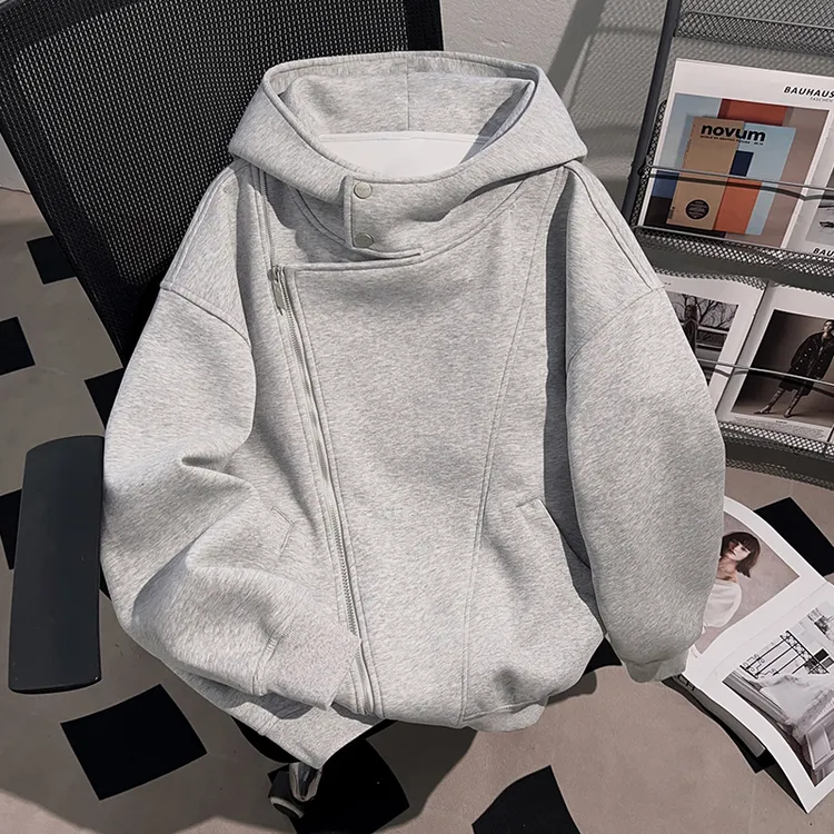 jtrt美式复古连帽拉链开衫卫衣男女秋冬季小众设计高级感百搭外套