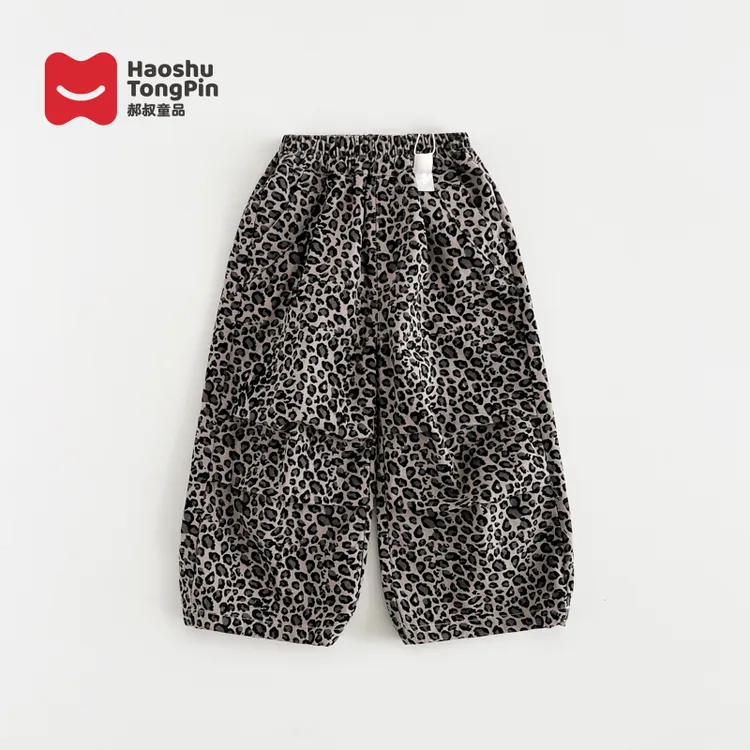 现货【百分百棉】郝叔童品秋季新款2025时尚高货豹纹棉布裤潮HZ5377