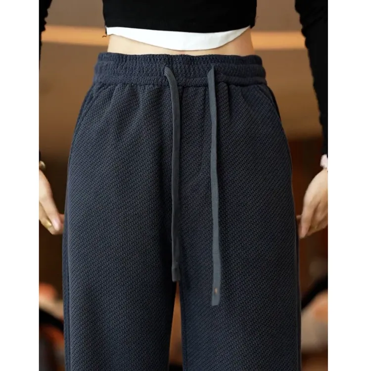 加绒加厚针织宽松直筒裤男秋冬款2025新款休闲裤中年男士运动裤子