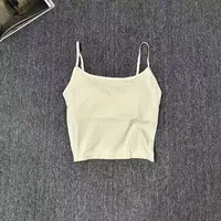 13201余小鱼【简约女孩】两色竖坑条背心美背带胸垫可调节吊带女装