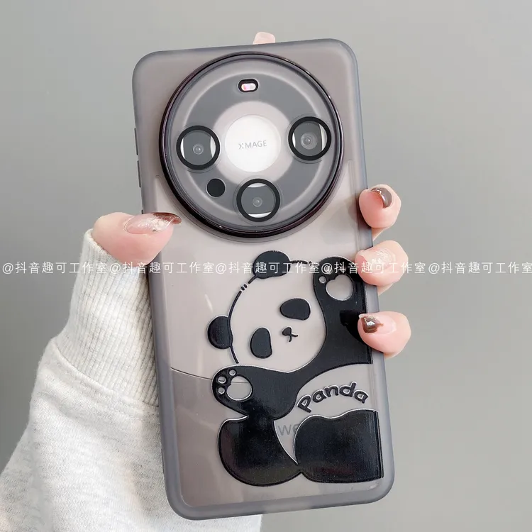 金属镜框适用华为mate70pro/60/50/40/30苹果17promax手机壳熊猫