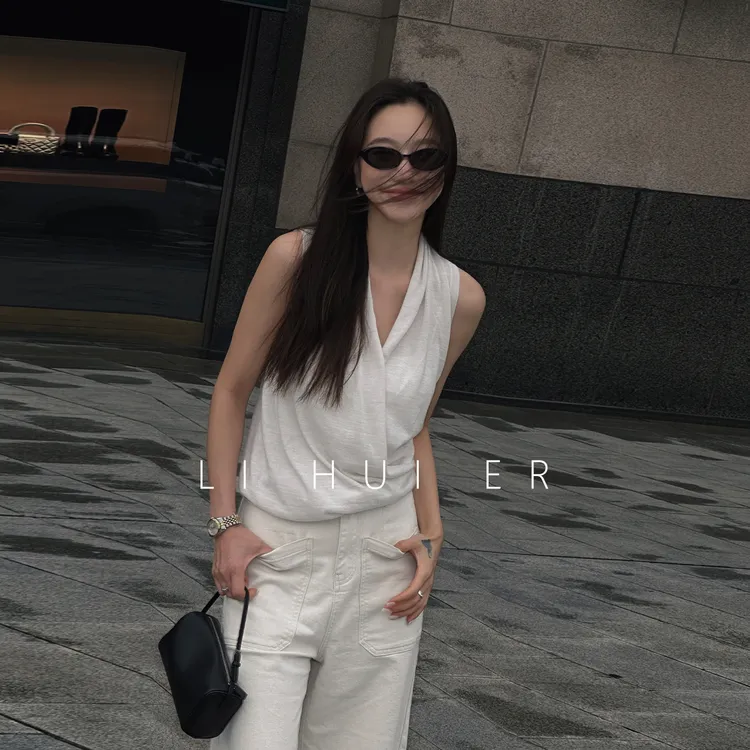 LiHuiEr李慧儿【松月】2025显瘦气质小众无袖针织背心女LL025180