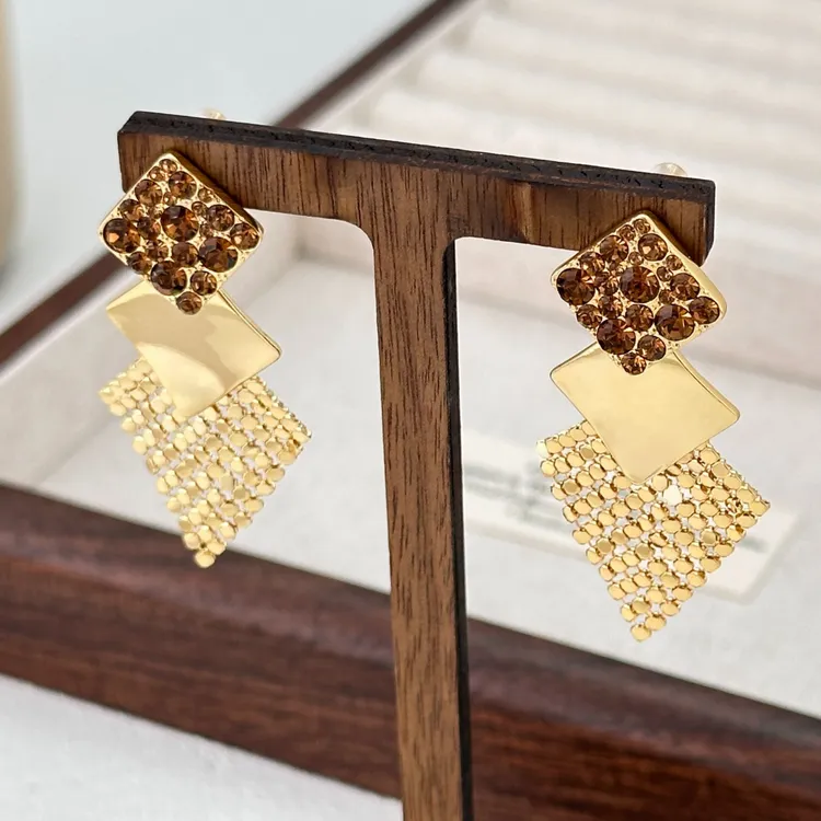 【KEFAN珂梵】复古法式几何耳饰欧美风长款金色气质轻奢耳钉