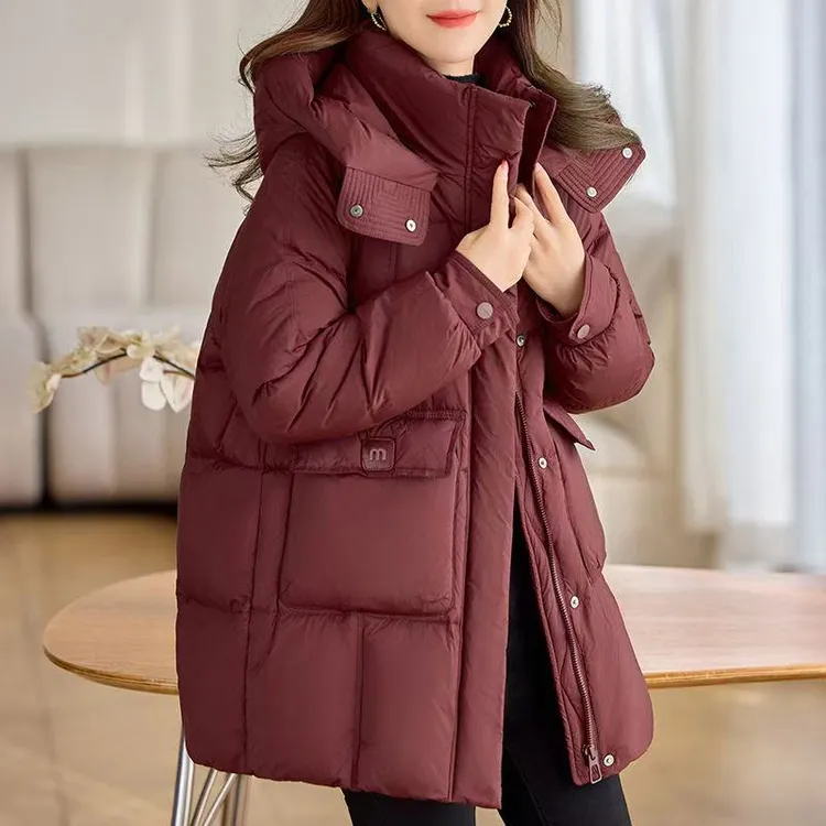 中长款棉服女加厚保暖2025年冬季新款韩版大码连帽棉衣外套