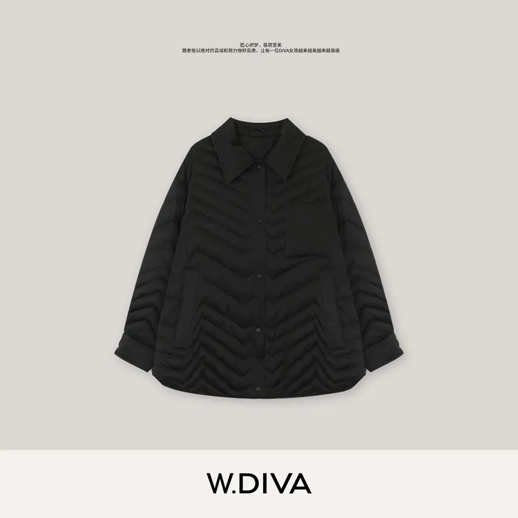 W.Diva【叙事感】匈牙利进口鹅绒秋冬软糯绒感立领羽绒服54C262756