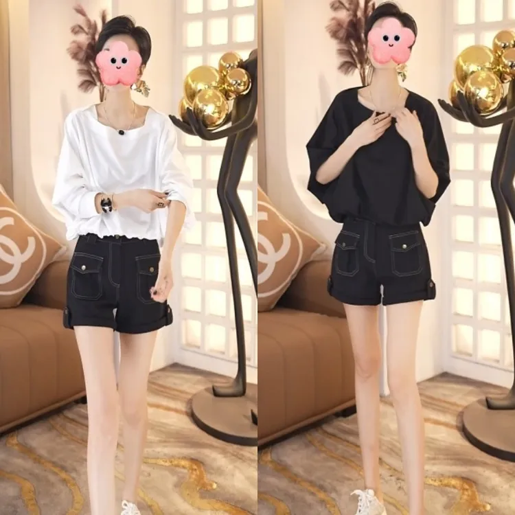 极简休闲轻薄松弛感上衣+显瘦时尚休闲简约短裤LK2505581