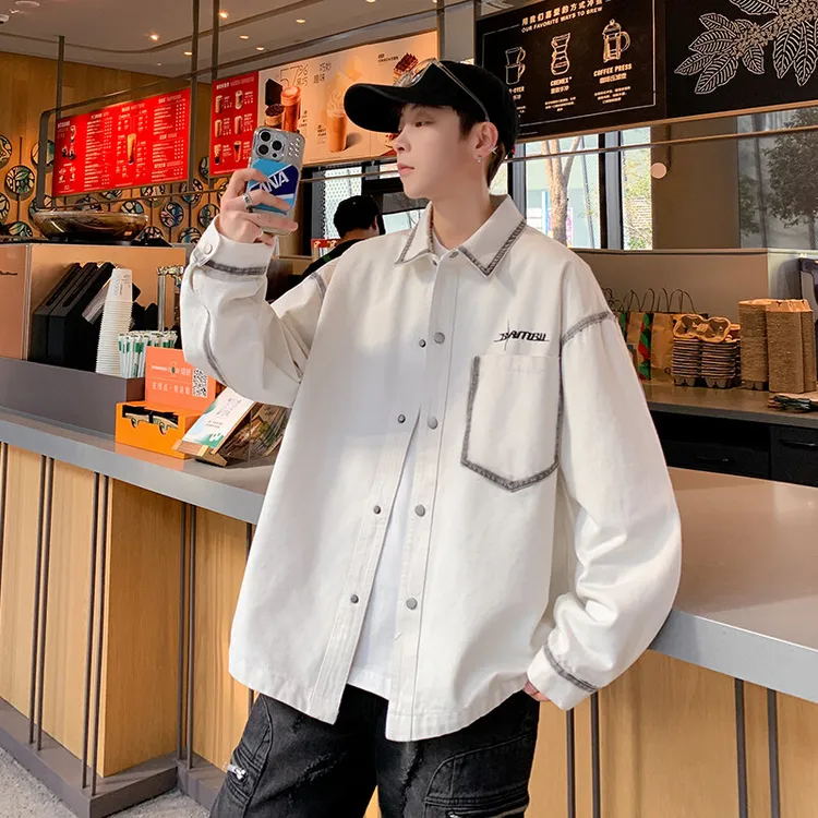Mexican/稻草人2025秋季新款牛仔外套男潮流帅气男装衬衫百搭夹克