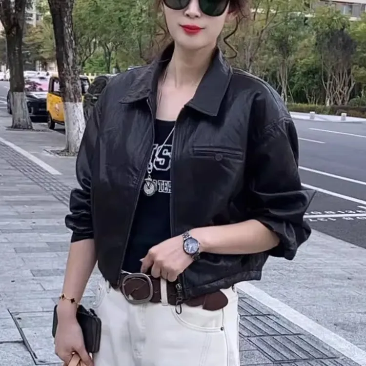 皮衣夹克短外套女2025秋冬新款时尚加绒保暖厚款韩版宽松百搭上衣