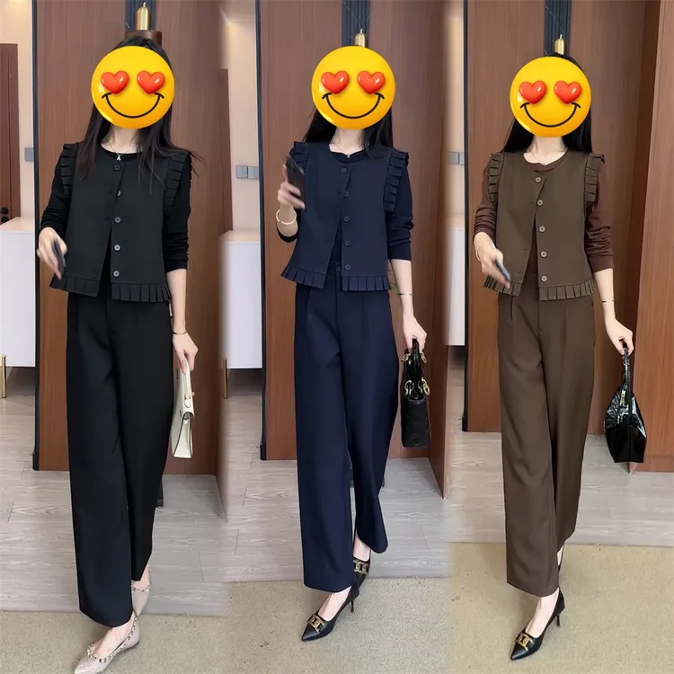 显瘦气质高腰时尚休闲百搭秋季2025新款套装洋气减龄百搭三件套女