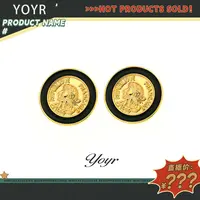 YOYR 铜合金耳饰 【粉丝专属福利】黑金配色复古圆币耳钉 气质耳钉
