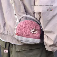 SUMAYZOY斜挎包毛绒单肩斜挎拼色手提复古美式迷你波士顿保龄球包