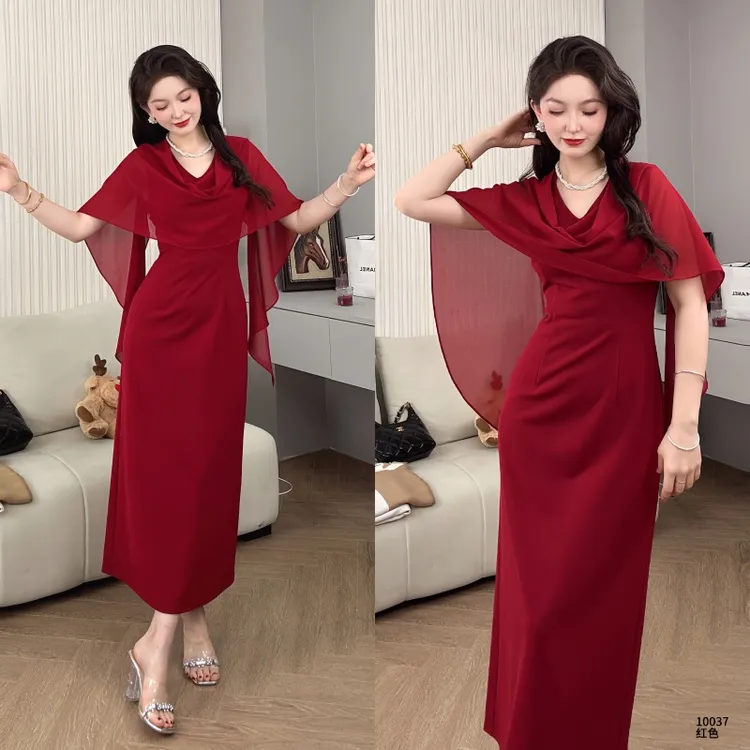 Saeda女装夏季新款V领轻奢婚礼礼服连衣裙YF10037