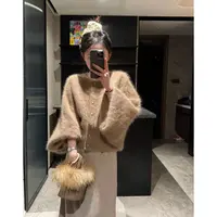 RUIRUI瑞25ss新款时尚重工手工拉毛兔毛混纺休闲上衣SY1478R